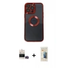 MARSİLYAN™- iPhone 14 Pro Max Kılıf Pusula Form - Siyah 6D Mat Seramik Hayalet Nano Ekran Koruyucu + Bilvis Titan Kamera Lens - GD