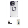MARSİLYAN™- iPhone 14 Pro Max Kılıf Pusula Form - Siyah 6D Mat Seramik Hayalet Nano Ekran Koruyucu + Bilvis Titan Kamera Lens - DNMR