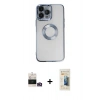 MARSİLYAN™- iPhone 14 Pro Max Kılıf Pusula Form - Siyah 6D Mat Seramik Hayalet Nano Ekran Koruyucu + Bilvis Titan Kamera Lens - GD