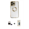 MARSİLYAN™- iPhone 14 Pro Max Kılıf Pusula Form - Siyah 6D Mat Seramik Hayalet Nano Ekran Koruyucu + Bilvis Titan Kamera Lens - DNMR