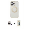 MARSİLYAN™- iPhone 14 Pro Max Kılıf Pusula Form - Siyah 6D Mat Seramik Hayalet Nano Ekran Koruyucu + Bilvis Titan Kamera Lens - DNMR