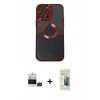 MARSİLYAN™- iPhone 14 Pro Max Kılıf Pusula Form - Siyah 6D Mat Seramik Hayalet Nano Ekran Koruyucu + Bilvis Titan Kamera Lens - DNMR