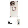 MARSİLYAN™- iPhone 14 Pro Max Kılıf Pusula Form - Siyah 6D Mat Seramik Hayalet Nano Ekran Koruyucu + Bilvis Titan Kamera Lens - DNMR