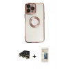 MARSİLYAN™- iPhone 14 Pro Max Kılıf Pusula Form - Siyah 6D Mat Seramik Hayalet Nano Ekran Koruyucu + Raze Metal Kamera Lens - GD