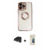 MARSİLYAN™- iPhone 14 Pro Max Kılıf Pusula Form - Siyah 6D Mat Seramik Hayalet Nano Ekran Koruyucu + Raze Metal Kamera Lens - GS