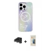 MARSİLYAN™- iPhone 14 Pro Max Kılıf Pusula Form - Siyah 6D Mat Seramik Hayalet Nano Ekran Koruyucu + Raze Metal Kamera Lens - GS