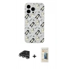 MARSİLYAN™- iPhone 14 Pro Max Kılıf Pusula Form - Siyah 6D Mat Seramik Hayalet Nano Ekran Koruyucu + Raze Metal Kamera Lens - GS