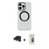 MARSİLYAN™- iPhone 14 Pro Max Kılıf Pusula Form - Siyah 6D Mat Seramik Hayalet Nano Ekran Koruyucu + Raze Metal Kamera Lens - GS