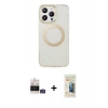 MARSİLYAN™- iPhone 14 Pro Max Kılıf Pusula Form - Siyah 6D Mat Seramik Hayalet Nano Ekran Koruyucu + Bilvis Titan Kamera Lens - GS