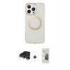 MARSİLYAN™- iPhone 14 Pro Max Kılıf Pusula Form - Siyah 6D Mat Seramik Hayalet Nano Ekran Koruyucu + Raze Metal Kamera Lens - GS