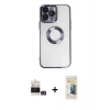 MARSİLYAN™- iPhone 14 Pro Max Kılıf Pusula Form - Siyah 6D Mat Seramik Hayalet Nano Ekran Koruyucu + Bilvis Titan Kamera Lens - GS