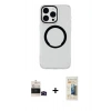 MARSİLYAN™- iPhone 14 Pro Max Kılıf Pusula Form - Siyah 6D Mat Seramik Hayalet Nano Ekran Koruyucu + Bilvis Titan Kamera Lens - SH