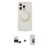 MARSİLYAN™- iPhone 14 Pro Max Kılıf Pusula Form - Siyah 6D Mat Seramik Hayalet Nano Ekran Koruyucu + Bilvis Titan Kamera Lens - SH