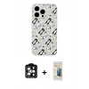 MARSİLYAN™- iPhone 14 Pro Max Kılıf Pusula Form - Siyah 6D Mat Seramik Hayalet Nano Ekran Koruyucu + PVD Metal Kamera Lens - TU