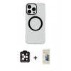 MARSİLYAN™- iPhone 14 Pro Max Kılıf Pusula Form - Siyah 6D Mat Seramik Hayalet Nano Ekran Koruyucu + PVD Metal Kamera Lens - TU
