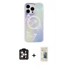 MARSİLYAN™- iPhone 14 Pro Max Kılıf Pusula Form - Siyah 6D Mat Seramik Hayalet Nano Ekran Koruyucu + PVD Metal Kamera Lens - TU