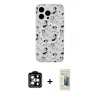 MARSİLYAN™- iPhone 14 Pro Max Kılıf Pusula Form - Siyah 6D Mat Seramik Hayalet Nano Ekran Koruyucu + PVD Metal Kamera Lens - TU