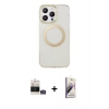 MARSİLYAN™- iPhone 14 Pro Max Kılıf Pusula Form - Siyah Bilvis 3D Mat Cam Ekran Koruyucu + Bilvis Titan Kamera Lens - GS