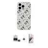 MARSİLYAN™- iPhone 14 Pro Max Kılıf Pusula Form - Siyah Bilvis 3D Mat Cam Ekran Koruyucu + Bilvis Titan Kamera Lens - GS