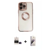 MARSİLYAN™- iPhone 14 Pro Max Kılıf Pusula Form - Siyah Bilvis 3D Mat Cam Ekran Koruyucu + Bilvis Titan Kamera Lens - SH