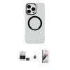 MARSİLYAN™- iPhone 14 Pro Max Kılıf Pusula Form - Siyah Bilvis 3D Mat Cam Ekran Koruyucu + Bilvis Titan Kamera Lens - GS