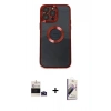 MARSİLYAN™- iPhone 14 Pro Max Kılıf Pusula Form - Siyah Bilvis 3D Mat Cam Ekran Koruyucu + Bilvis Titan Kamera Lens - DNMR
