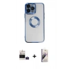 MARSİLYAN™- iPhone 14 Pro Max Kılıf Pusula Form - Siyah Bilvis 3D Mat Cam Ekran Koruyucu + Bilvis Titan Kamera Lens - DNMR