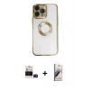 MARSİLYAN™- iPhone 14 Pro Max Kılıf Pusula Form - Siyah Bilvis 3D Mat Cam Ekran Koruyucu + Bilvis Titan Kamera Lens - DNMR