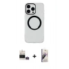 MARSİLYAN™- iPhone 14 Pro Max Kılıf Pusula Form - Siyah Bilvis 3D Mat Cam Ekran Koruyucu + Bilvis Titan Kamera Lens - GD