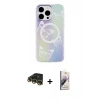 MARSİLYAN™- iPhone 14 Pro Max Kılıf Pusula Form - Siyah Bilvis 3D Mat Cam Ekran Koruyucu + Raze Metal Kamera Lens - GD