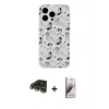 MARSİLYAN™- iPhone 14 Pro Max Kılıf Pusula Form - Siyah Bilvis 3D Mat Cam Ekran Koruyucu + Raze Metal Kamera Lens - GD