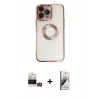 MARSİLYAN™- iPhone 14 Pro Max Kılıf Pusula Form - Siyah Bilvis 3D Mat Cam Ekran Koruyucu + Gümüş Bilvis Titan Kamera Lens