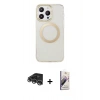 MARSİLYAN™- iPhone 14 Pro Max Kılıf Pusula Form - Siyah Bilvis 3D Mat Cam Ekran Koruyucu + Raze Metal Kamera Lens - GS