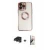 MARSİLYAN™- iPhone 14 Pro Max Kılıf Pusula Form - Siyah Bilvis 3D Mat Cam Ekran Koruyucu + Raze Metal Kamera Lens - GS