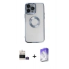 MARSİLYAN™- iPhone 14 Pro Max Kılıf Pusula Form - Siyah Bilvis 5in1 3D Magic Cam Ekran Koruyucu + Bilvis Titan Kamera Lens - GS