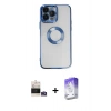 MARSİLYAN™- iPhone 14 Pro Max Kılıf Pusula Form - Siyah Bilvis 5in1 3D Magic Cam Ekran Koruyucu + Bilvis Titan Kamera Lens - GS