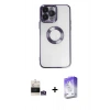 MARSİLYAN™- iPhone 14 Pro Max Kılıf Pusula Form - Siyah Bilvis 5in1 3D Magic Cam Ekran Koruyucu + Bilvis Titan Kamera Lens - GS