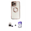 MARSİLYAN™- iPhone 14 Pro Max Kılıf Pusula Form - Siyah Bilvis 5in1 3D Magic Cam Ekran Koruyucu + Bilvis Titan Kamera Lens - DNMR