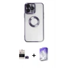 MARSİLYAN™- iPhone 14 Pro Max Kılıf Pusula Form - Siyah Bilvis 5in1 3D Magic Cam Ekran Koruyucu + Bilvis Titan Kamera Lens - DNMR