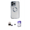 MARSİLYAN™- iPhone 14 Pro Max Kılıf Pusula Form - Siyah Bilvis 5in1 3D Magic Cam Ekran Koruyucu + Bilvis Titan Kamera Lens - DNMR
