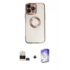 MARSİLYAN™- iPhone 14 Pro Max Kılıf Pusula Form - Siyah Bilvis 5in1 3D Magic Cam Ekran Koruyucu + Bilvis Titan Kamera Lens - GS