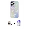 MARSİLYAN™- iPhone 14 Pro Max Kılıf Pusula Form - Siyah Bilvis 5in1 3D Magic Cam Ekran Koruyucu + Bilvis Titan Kamera Lens - GD