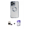 MARSİLYAN™- iPhone 14 Pro Max Kılıf Pusula Form - Siyah Bilvis 5in1 3D Magic Cam Ekran Koruyucu + Bilvis Titan Kamera Lens - GD