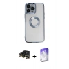 MARSİLYAN™- iPhone 14 Pro Max Kılıf Pusula Form - Siyah Bilvis 5in1 3D Magic Cam Ekran Koruyucu + Raze Metal Kamera Lens - GD