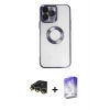 MARSİLYAN™- iPhone 14 Pro Max Kılıf Pusula Form - Siyah Bilvis 5in1 3D Magic Cam Ekran Koruyucu + Raze Metal Kamera Lens - GD