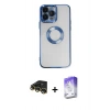 MARSİLYAN™- iPhone 14 Pro Max Kılıf Pusula Form - Siyah Bilvis 5in1 3D Magic Cam Ekran Koruyucu + Raze Metal Kamera Lens - GD