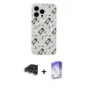 MARSİLYAN™- iPhone 14 Pro Max Kılıf Pusula Form - Siyah Bilvis 5in1 3D Magic Cam Ekran Koruyucu + Raze Metal Kamera Lens - GS