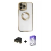 MARSİLYAN™- iPhone 14 Pro Max Kılıf Pusula Form - Siyah Bilvis 5in1 3D Magic Cam Ekran Koruyucu + Raze Metal Kamera Lens - GD