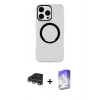 MARSİLYAN™- iPhone 14 Pro Max Kılıf Pusula Form - Siyah Bilvis 5in1 3D Magic Cam Ekran Koruyucu + Raze Metal Kamera Lens - GS