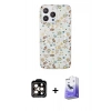 MARSİLYAN™- iPhone 14 Pro Max Kılıf Pusula Form - Siyah Bilvis 5in1 5D Magic Hayalet Cam Ekran Koruyucu + PVD Metal Kamera Lens - TU